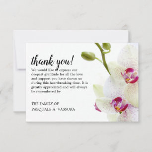 Carte De Remerciements Fleur d'orchidée blanche 3,5"x5" pour funérailles