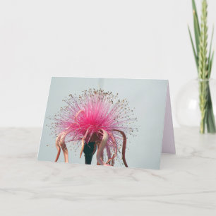 Carte De Remerciements Fleur et Flamant rose optiques en fibre réelle