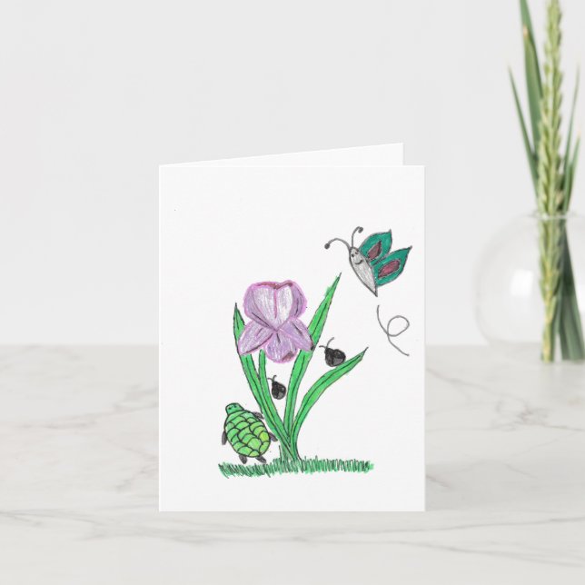 Carte De Remerciements Fleur Iris Violet (Devant)