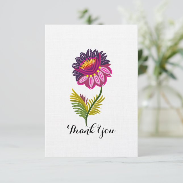 Carte De Remerciements Fleur isolée (Debout devant)