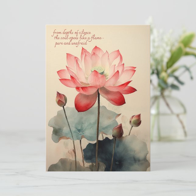 Carte De Remerciements Fleur Lotus (Debout devant)