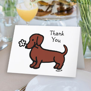 Carte De Remerciements Fleur minuscule Dachshund Red Smored