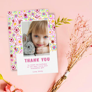 Carte De Remerciements Fleur Motif Anniversaire Enfants Fille Photo