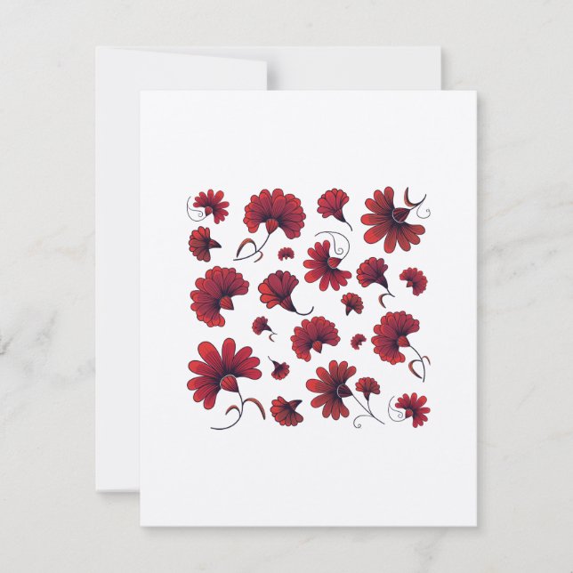 Carte De Remerciements Fleur Motif Vector Red Carnation Folk (Devant)
