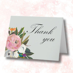 Carte De Remerciements Fleur peinte à la main 90e fête d'anniversaire