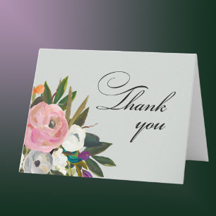 Carte De Remerciements Fleur peinte à la main chaque année fête d'anniver