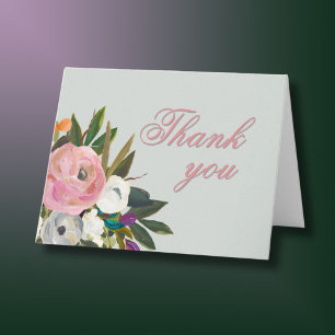 Carte De Remerciements Fleur peinte à la main chaque année fête d'anniver