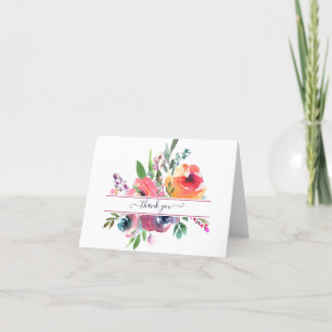 Carte De Remerciements Fleur personnalisée aquarelle rose et orange   t