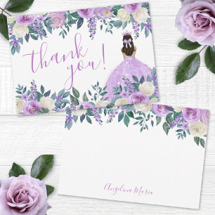 Carte De Remerciements Fleur pourpre de Quinceañera