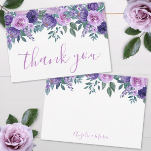 Carte De Remerciements Fleur pourpre pour les quinze ans d'une jeune fill