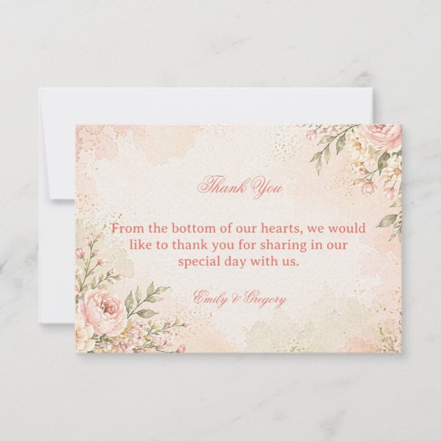 Carte De Remerciements Fleur Romantique Douce (Devant)