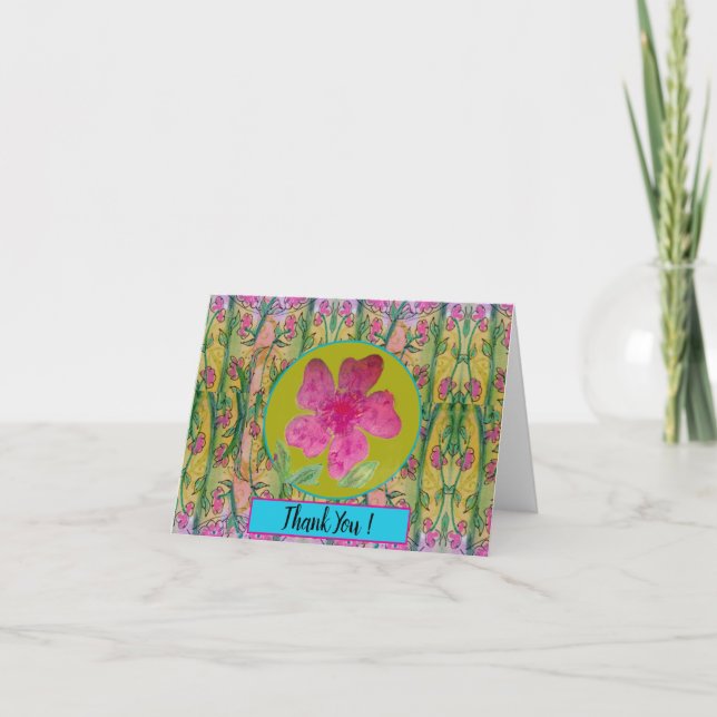 Carte De Remerciements Fleur rose4 (Devant)