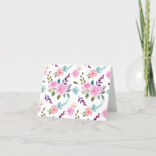 Carte De Remerciements Fleur rose aquarelle sans couture