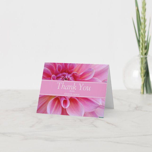 Carte De Remerciements Fleur rose élégant (Devant)