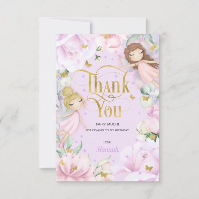 Carte De Remerciements fleur rose fleur d'anniversaire du jardin pourpre (Devant)