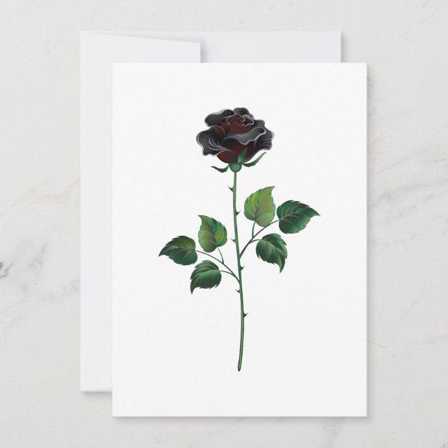 Carte De Remerciements Fleur rose noire (Devant)