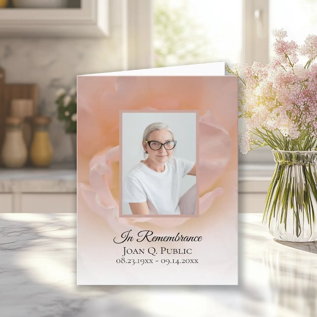 Carte De Remerciements Fleur rose pâle Pétales Sympathie funéraire (Créateur téléchargé)