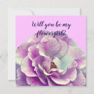 Carte De Remerciements Fleur rose, vous serez mon flowergirl