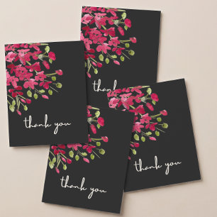 Carte De Remerciements Fleur sauvage aquarelle rouge romantique