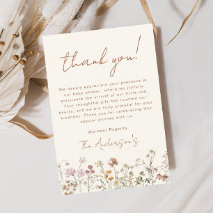 Carte De Remerciements Fleur sauvage Baby in Bloom Baby shower Terracotta