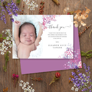 Carte De Remerciements Fleur Sauvage Baptême Photo Florale