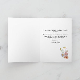 Carte De Remerciements Fleur sauvage bébé en baby shower fleuri
