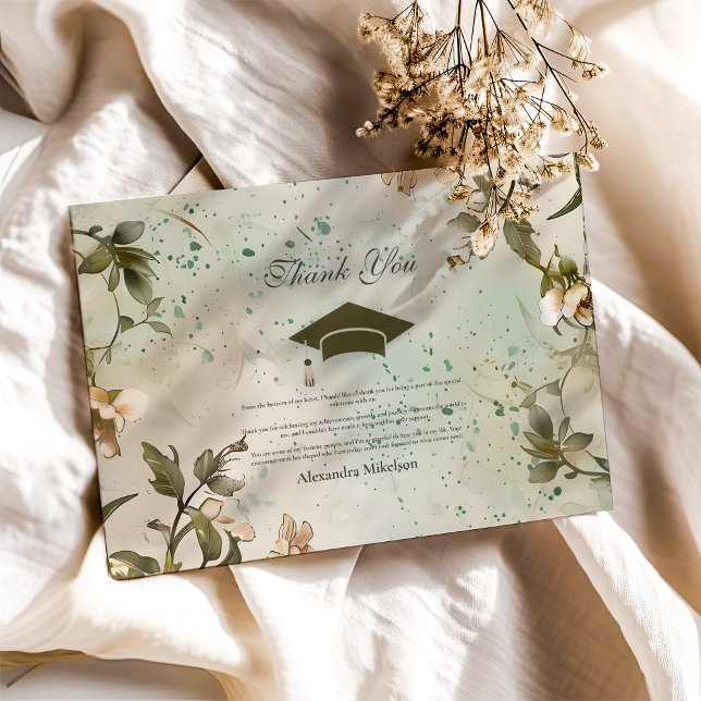 Carte De Remerciements Fleur sauvage Bloom Graduation Party (Créateur téléchargé)