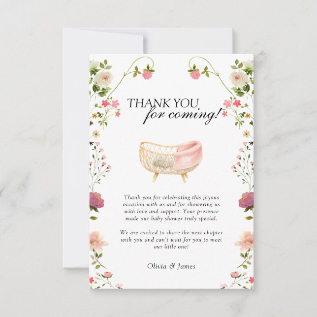 Carte De Remerciements Fleur sauvage Boho Floral Genre Baby shower neutre (Devant)