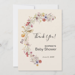 Carte De Remerciements Fleur sauvage Boho Garden bébé en fleurs