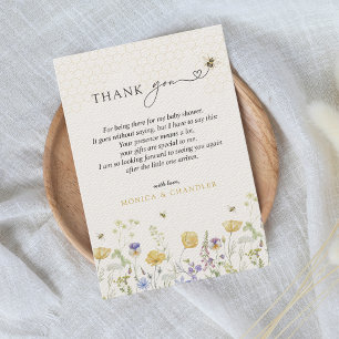 Carte De Remerciements Fleur sauvage Boho Rustic Bee Garden Jote Baby sho