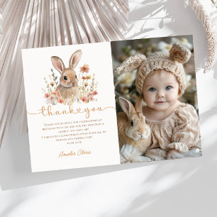 Carte De Remerciements Fleur sauvage Bunny Girl Birthday Photo