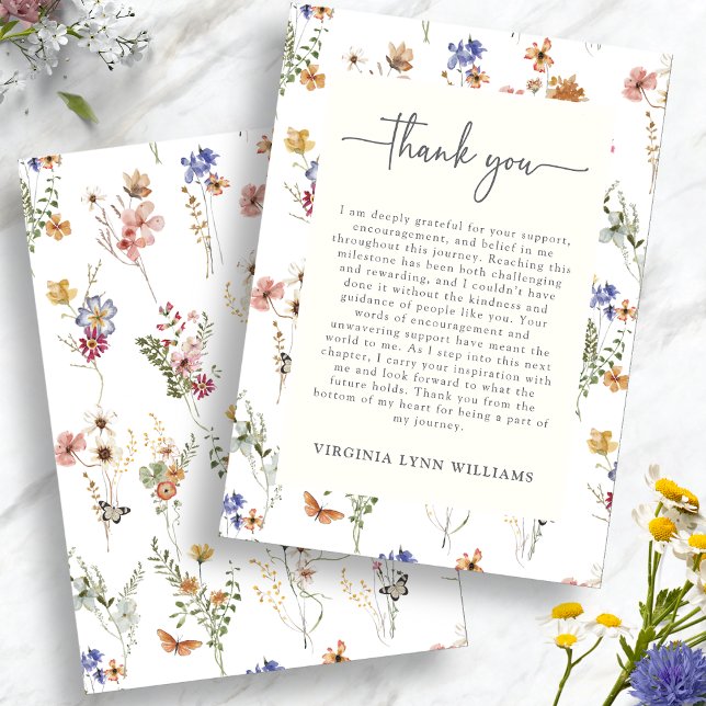 Carte De Remerciements Fleur sauvage coloré (Colorful Watercolor Wildflower Thank You Card by Painted Paperie
)