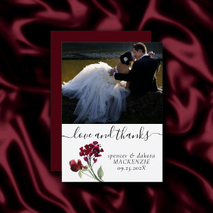 Carte De Remerciements Fleur sauvage Crimson Red Bohemian Photo Love et