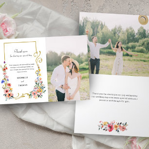 Carte De Remerciements Fleur sauvage d'aquarelle Mariage d'été du printem