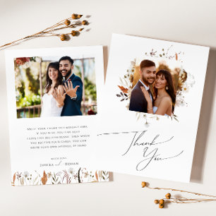 Carte De Remerciements Fleur sauvage d'automne Boho   Photo à plat