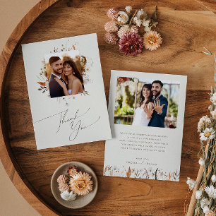 Carte De Remerciements Fleur sauvage d'automne Boho   Photo Plat Beige