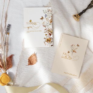 Carte De Remerciements Fleur sauvage d'automne minimaliste Baby shower él