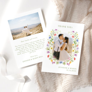 Carte De Remerciements Fleur sauvage de prairie Mariage de couronnes flor