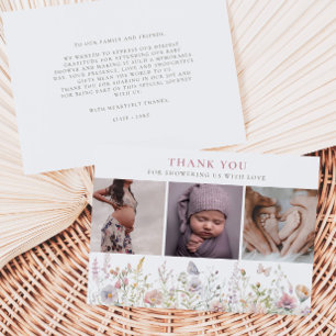 Carte De Remerciements Fleur sauvage de printemps Baby shower de champ 3 