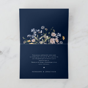 Carte De Remerciements Fleur sauvage de printemps de la marine Meadow Gar