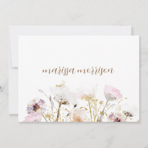 Carte De Remerciements Fleur sauvage de signature de script personnalisé