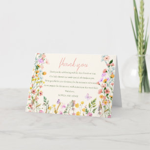 Carte De Remerciements Fleur Sauvage Élégante Baby Shower de Printemps