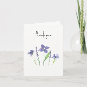 Carte De Remerciements Fleur sauvage et lavande Aquarelle Simple
