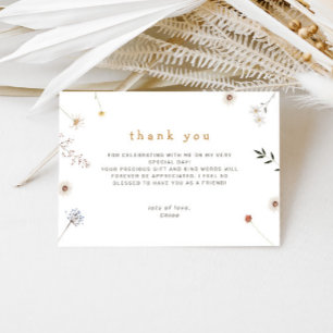 Carte De Remerciements Fleur Sauvage Floral Minimaliste