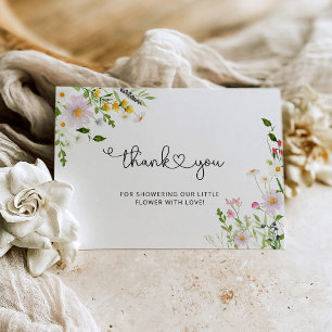 Carte de remerciements fleur sauvage minimaliste
