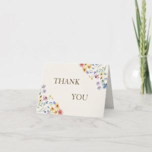 Carte De Remerciements Fleur Sauvage Pastel Beige