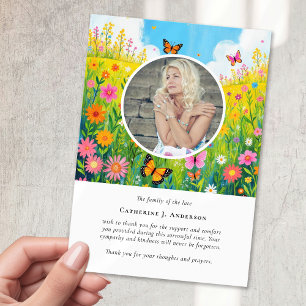 Carte De Remerciements Fleur sauvage Photo Sympathy Funeral Memorial