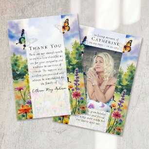 Carte De Remerciements Fleur sauvage Photo Sympathy Funeral Memorial
