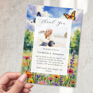 Carte De Remerciements Fleur sauvage Photo Sympathy Funeral Memorial