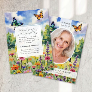 Carte De Remerciements Fleur sauvage Photo Sympathy Funeral Memorial